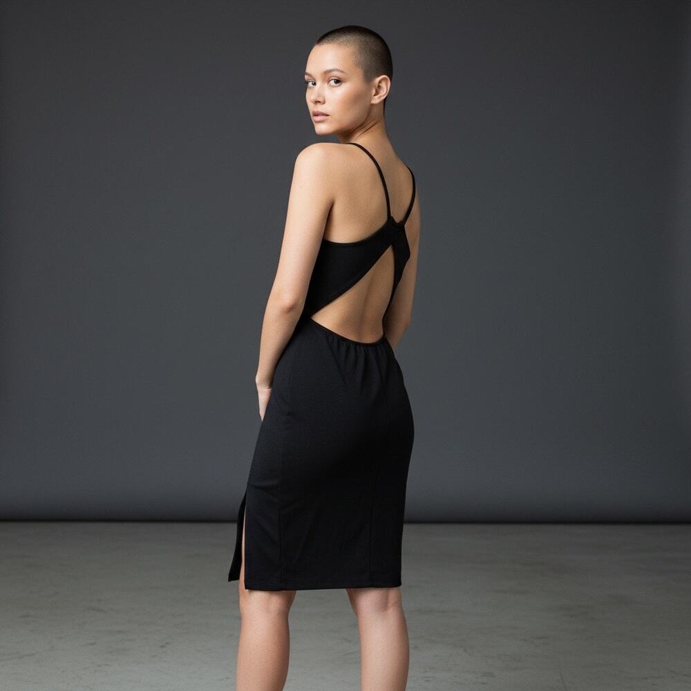 3RD + MALT NWT Chic and simple open back black mini dress size medium LBD